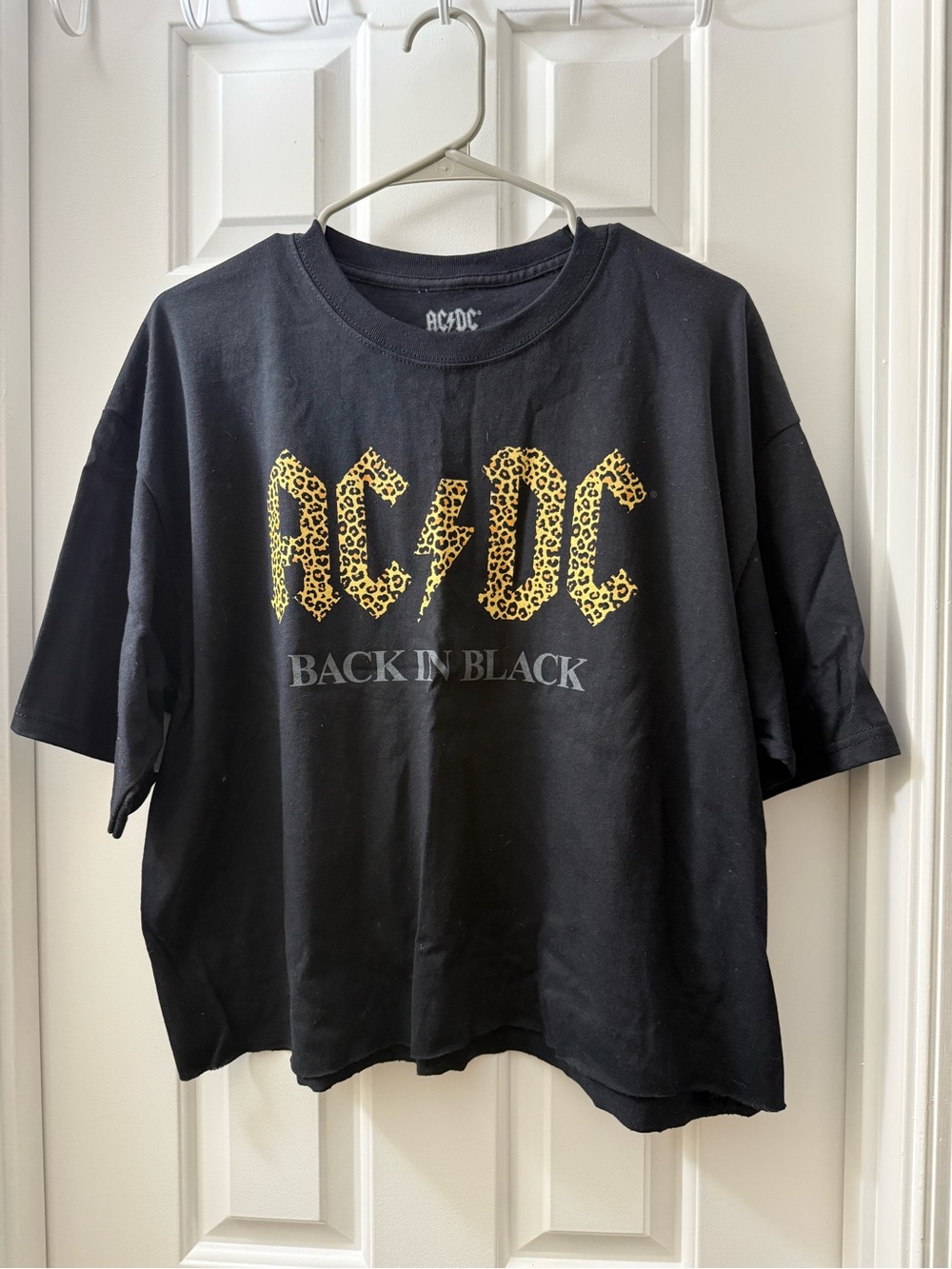 AC/DC Black Tee with Yellow Leopard Logo